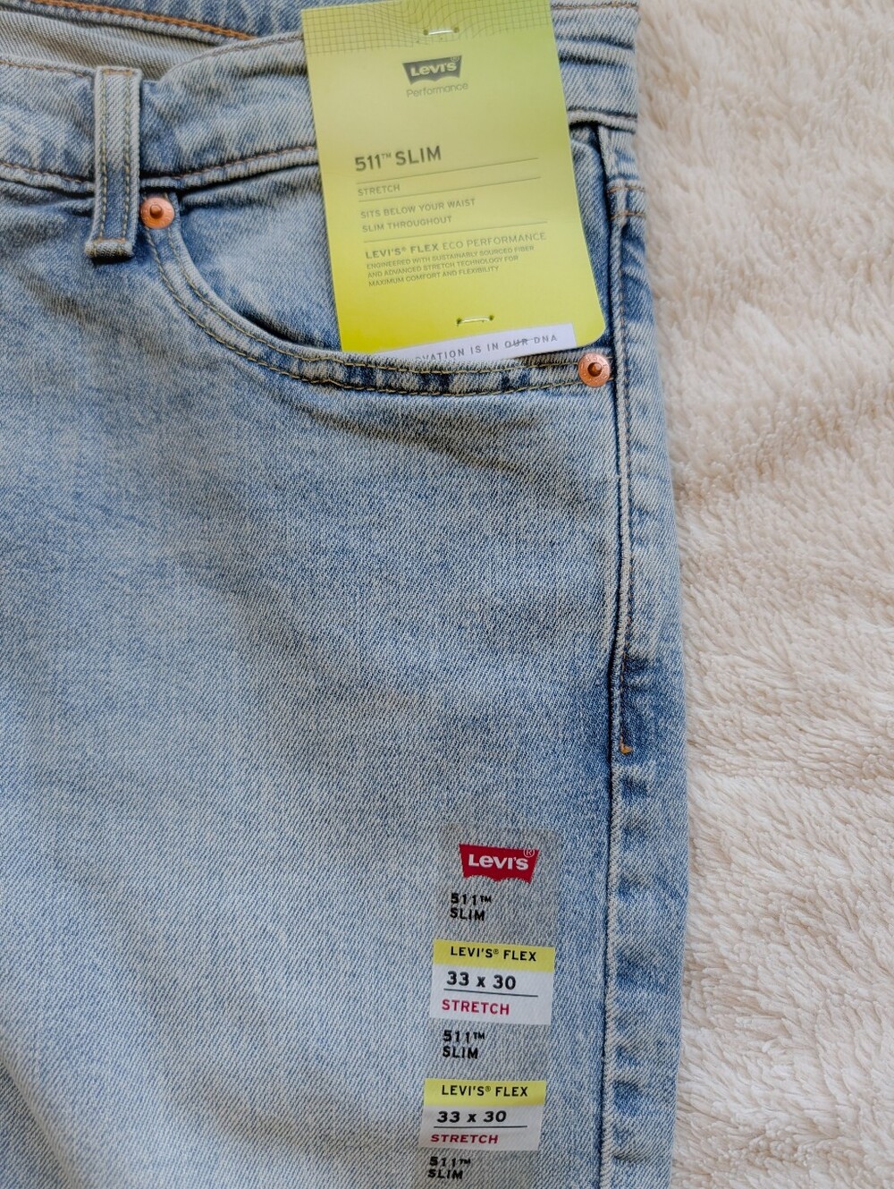 Levis Mens 33x30 511 Slim Straight Leg Jeans - Picture 4 of 5